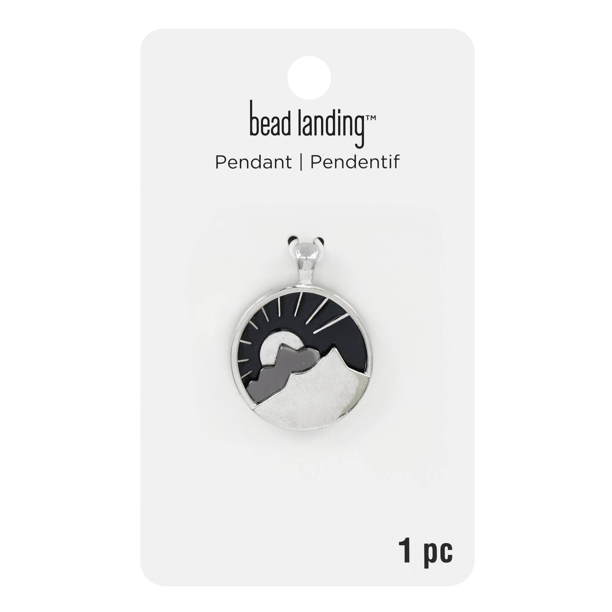 Silver & Black Round Mountain Pendant by Bead Landing™